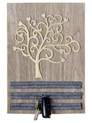 Schlüsselbrett Baum Holz mit Filz (G42076)