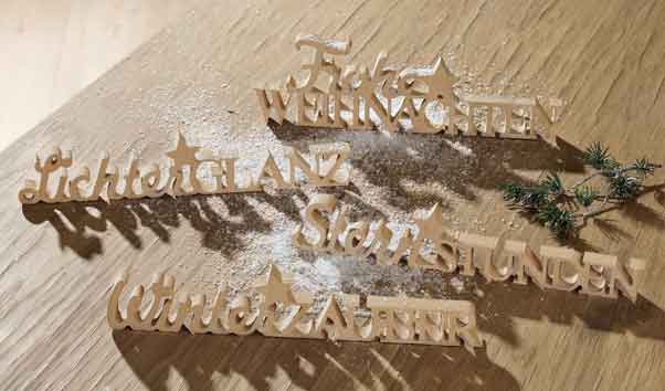 Schriftzug Weihnachten 4 Motive Holz natur 30 cm (G21684)