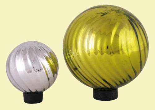 Schwimmkugel Glas grün silber (213559e)