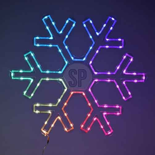 Schneeflocke beleuchtet 50 cm 90 LED bunt (K000160) Weihnachtsdeko Silhouette