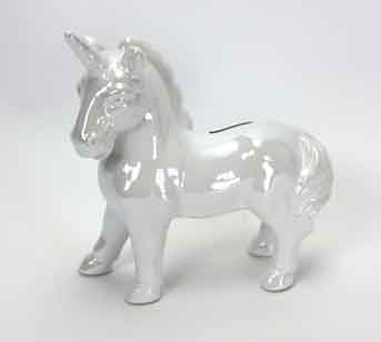 Spardose Einhorn weiß Keramik (V40448)