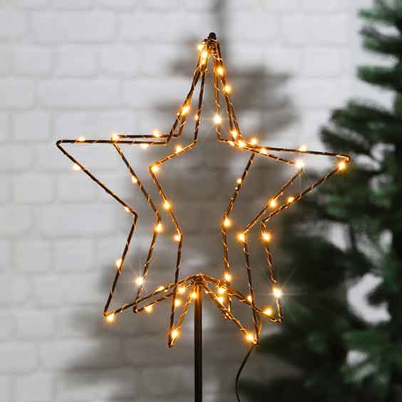 LED Gartenstecker Stern 3D 52 LED 75 cm (76496) nur 17.40 EUR