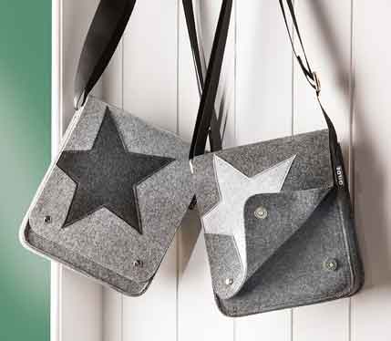 Tasche Filz grau mit Stern Umhängetasche (G21404)