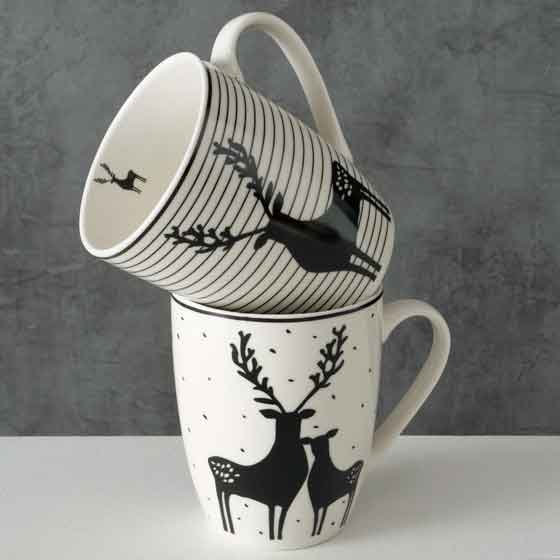 Kaffeebecher Tasse Hirsch schwarz-weiß (2013069)