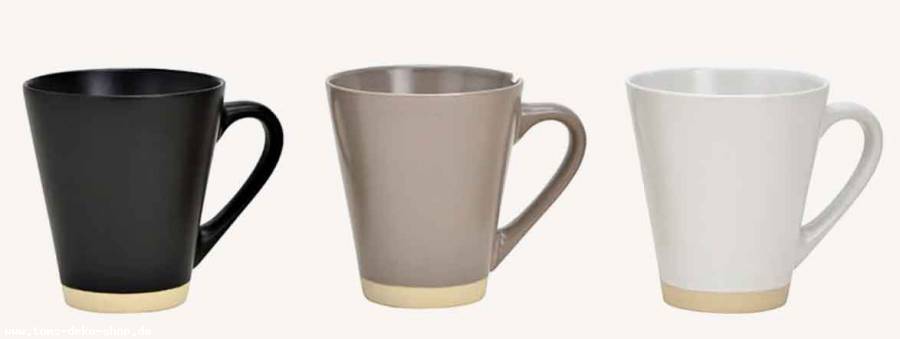 Kaffeebecher Tasse Steingut 3er-Set (33082w)