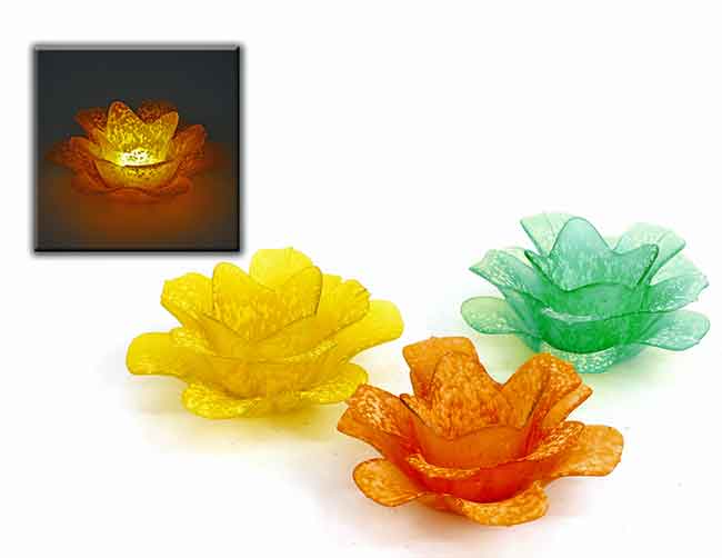 Teelichthalter Blüte Glas 17,5 cm (950144)