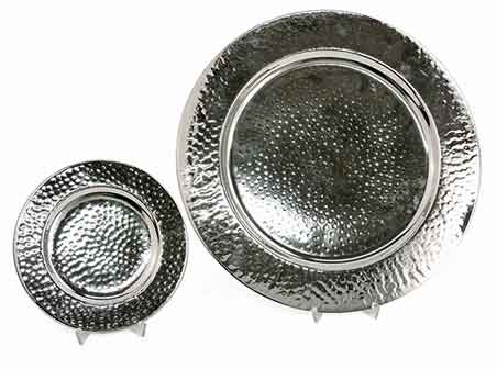 Teller silber Metall gehämmert (936132)