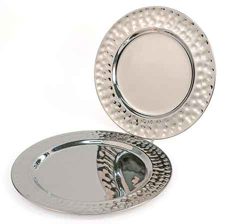 Teller silber Metall gehämmert (936150)