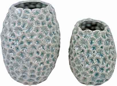 Vase Bouquet Keramik beige-grün (H2136)