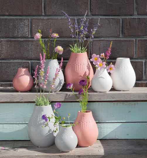 Vase Keramik Halsvase bauchig Dots (G32070)