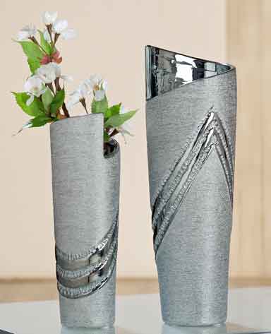 Vase Grigio Keramik grau-silber 33 cm (G33272)