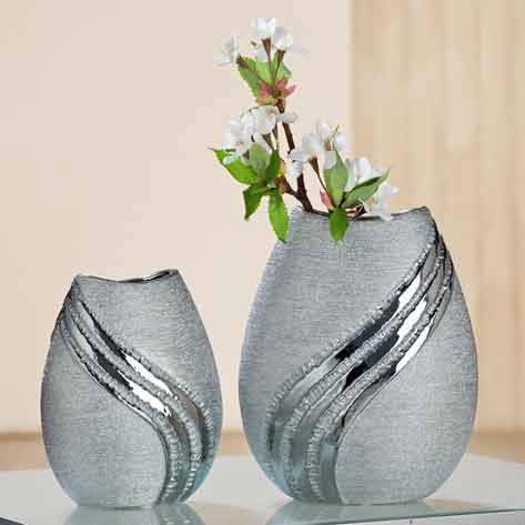 Vase Grigio Keramik grau-silber 22 cm (G33276)