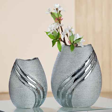 Vase Grigio Keramik grau-silber 22 cm (G33276) 