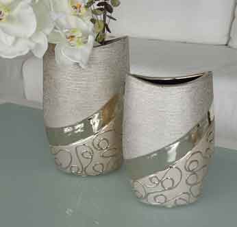 Vase Stella Keramik champagner-silber 20,5 cm (G43268)