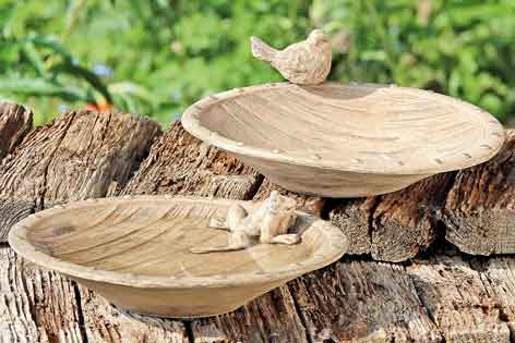 Vogeltränke Holzoptik rund mit Deko 30 cm (440230)