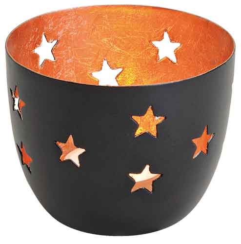 Windlicht Stern schwarz-kupfer (13884w) Metall