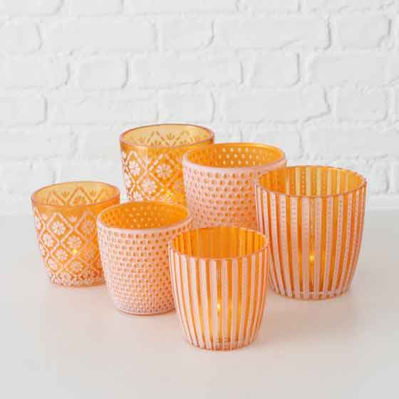 Windlicht Glas orange 2er-Set für Haus und Garten (2032318)