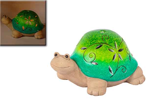 Gartenfigur Windlicht SCHILDKRÖTE Cement grün (921584)