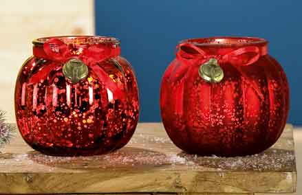 Windlicht -Bell- Glas rot 12 cm (G23667)