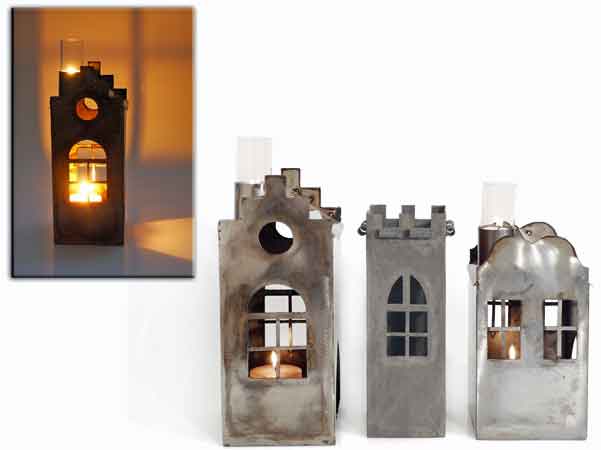 Windlicht HAUS Metall grau (919707)