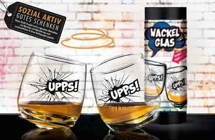 Glas Wackelglas mit Spruch 2er-Set UPPS! originelle Geschenkidee (46887)