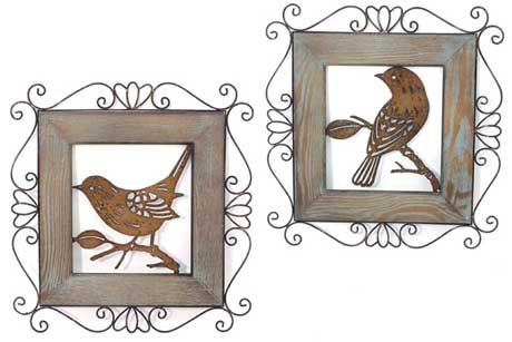 Wanddeko Bild VOGEL Holz/Metall (933444)