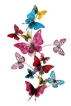 Wanddeko Schmetterling Metall bunt 66 cm (G67568)
