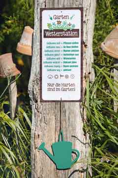 Schild Wetterstation Garten witzig 30 x 14 cm Metall (G46178)