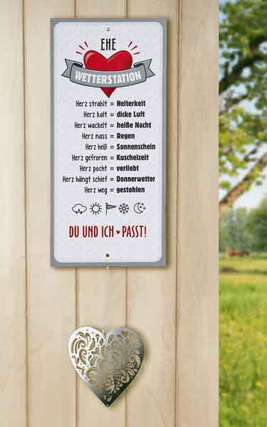 Schild Wetterstation Ehe witzig 30 x 14 cm Metall (G46941)