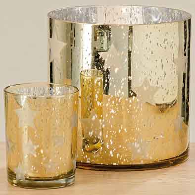 Windlicht Glas gold 20 cm (1010068)