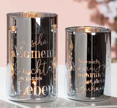 Windlicht Glas Spruch 12 cm (G40179)