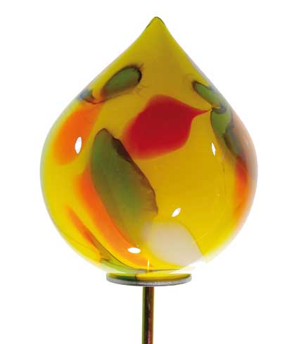 Glas Zwiebel 20 cm auf Stab mundgeblasen (10800gelb)